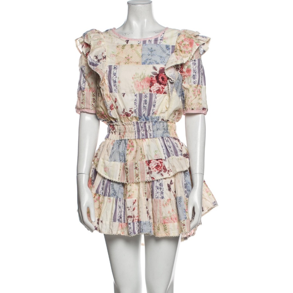 LoveShackFancy patchwork ruffles mini dress